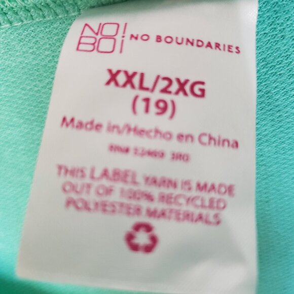 No Boundaries Mint Green Grey Long Sleeve Top Scrunchy Set NWT Women's XXL - Picture 5 of 8